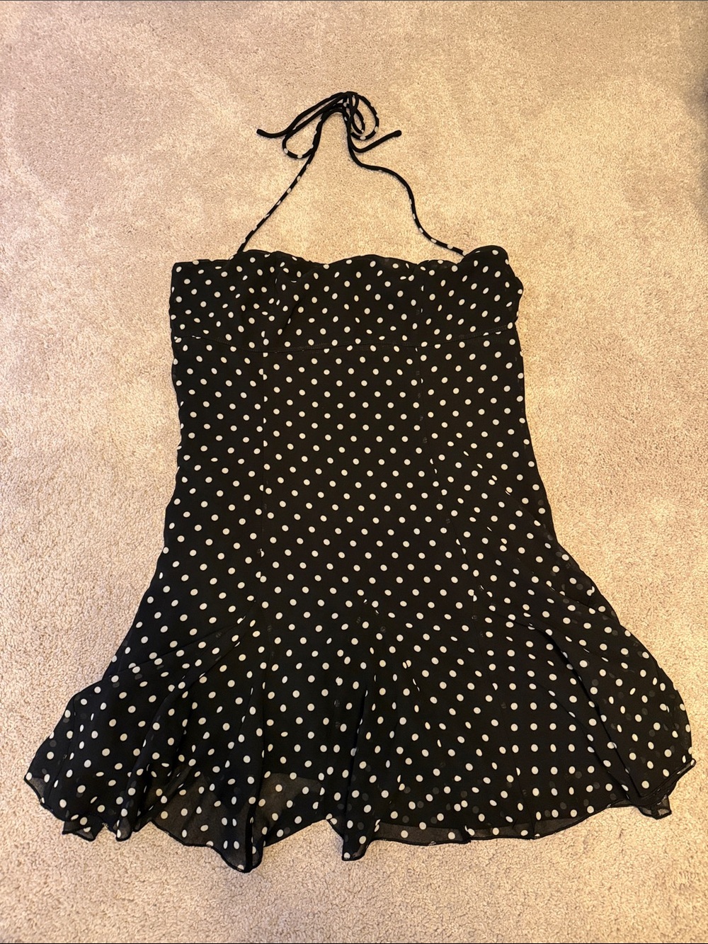 Black Polka Dot Slip Dress with Spaghetti Straps